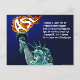 Carte Postale Statue de la Liberté éclaire sa flamme pour ASL
