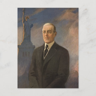 Carte Postale Statue de la Liberté et président Woodrow Wilson