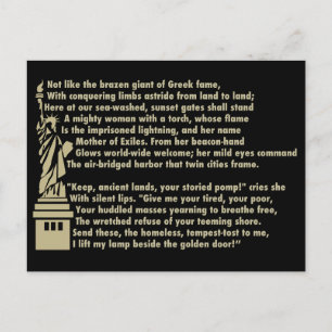 Carte Postale Statue de la Liberté - Nouveau Colosse Poème Patri