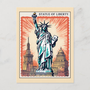Carte Postale Statue de la Liberté NYC Rétro New York City