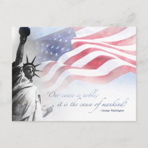 Carte Postale Statue de la Liberté patriotique USA Célèbre citat