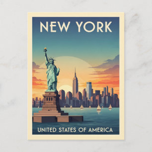 Carte Postale Statue de la Liberté vintage de New York 