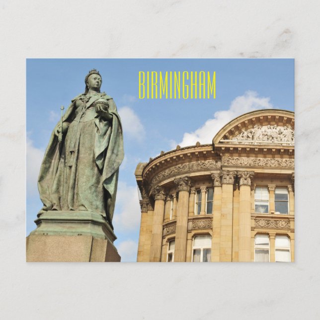 Carte Postale Statue de la reine Victoria à Birmingham, Angleter (Devant)