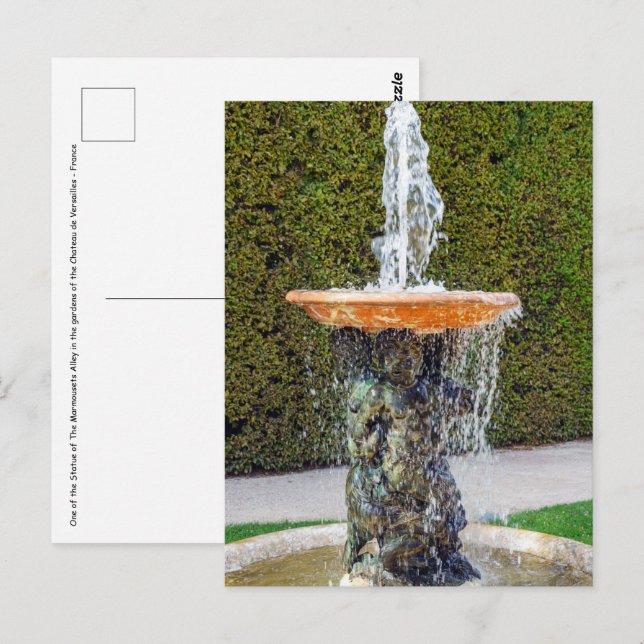 Carte Postale Statue de la ruelle des Marmousets à Versailles (Devant / Derrière)