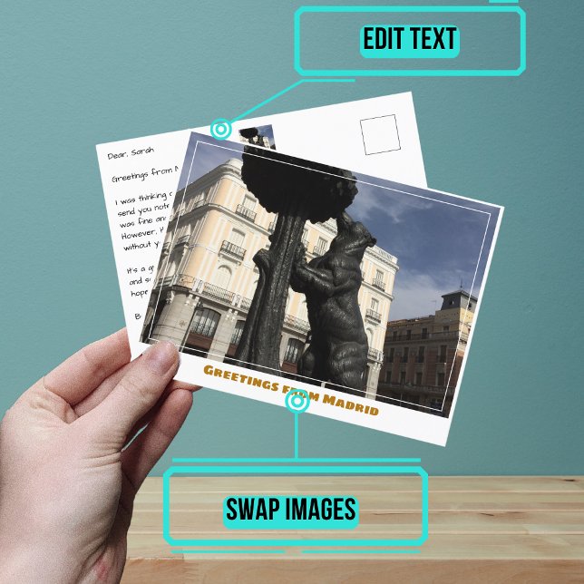 Carte Postale Statue de l'Ours et fraises Madrid Espagne (Share your experiences with these stylish template postcards.)