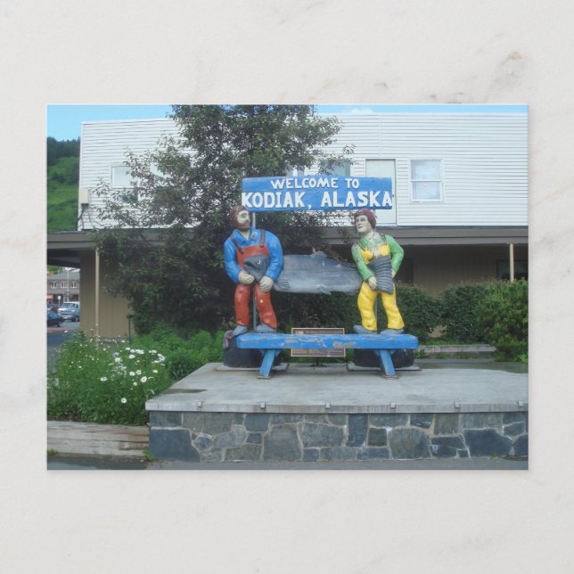 Carte Postale Statue De Poisson À Kodiak Alaska (Devant)