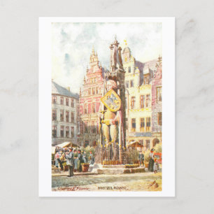 Carte Postale Statue de Roland vintage, Brême, Allemagne