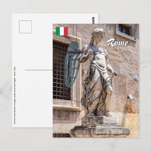 Carte Postale statue de San Michele dans le château Sant'Angelo  (Devant / Derrière)