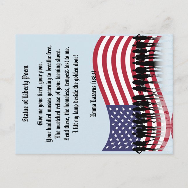 Carte Postale Statue du poème de la liberté, Une nation d'immigr (Devant)