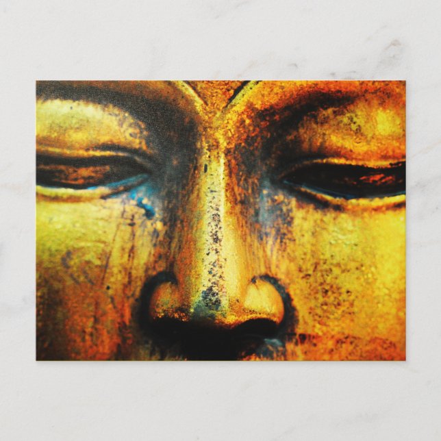 Carte Postale Statue en bronze d'or du visage des Bouddhas (Devant)