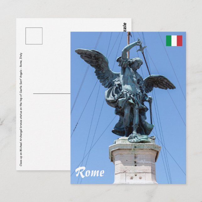 Carte Postale Statue Saint-Michel - Château Saint-Ange, Rome (Devant / Derrière)