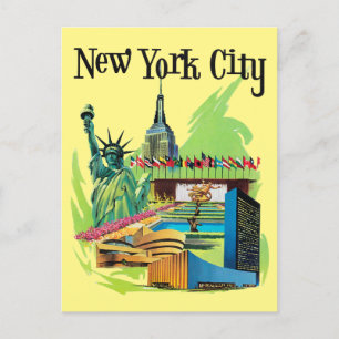 Carte Postale Statue vintage de New York City de la liberté Art 