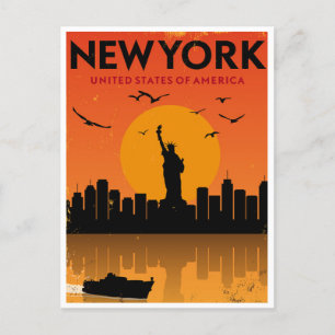 Carte Postale Statue vintage de New York sur la liberté États-Un