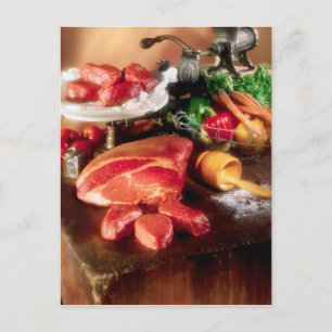 CARTE POSTALE STEAK INGRÉDIENTS DU DÎNER