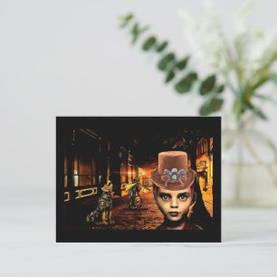 Carte Postale Steampunk Boy Robot Dog temps Voyage Original Scif