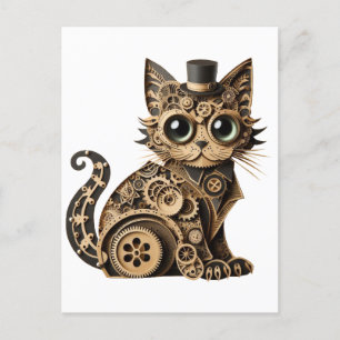 Carte Postale Steampunk chat animaux papier artisanat