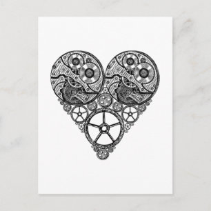 Carte Postale Steampunk Horloge OEuvres et Coeur d'engrenage