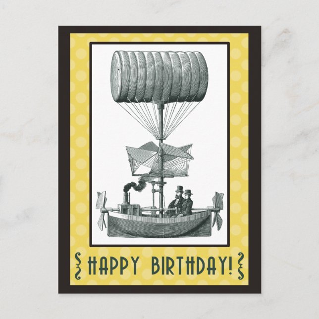 Carte Postale Steampunk Joyeux anniversaire (Devant)