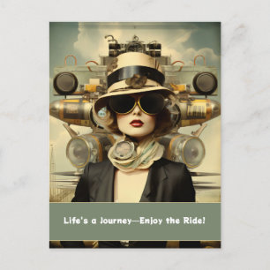 Carte Postale Steampunk Lady Life est un voyage - Profitez de la