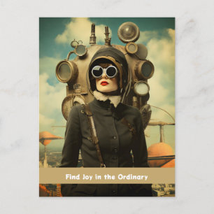 Carte Postale Steampunk Lady Trouvez la joie dans l'ordinaire
