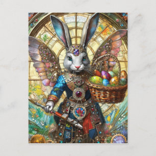 Carte Postale Steampunk Lapin de Pâques Guerrier Angel
