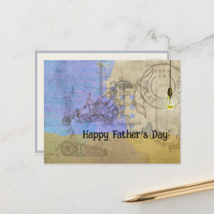 Carte Postale Steampunk Mécanique Edison Light Bulb Architect