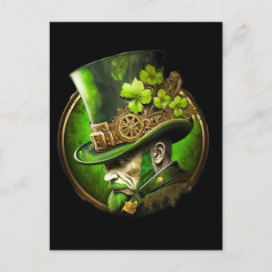 Carte Postale Steampunk Mécanique Haut Chapeau Saint-Patrick Hom