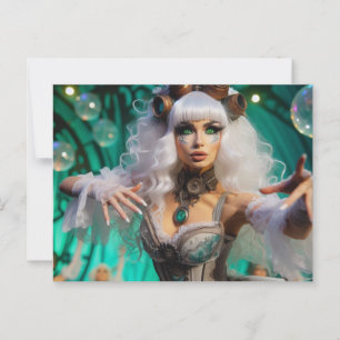 Carte Postale Steampunk Victorian Futuristic Green Dancer