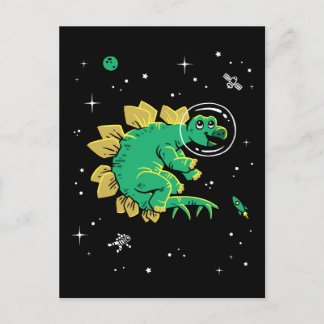 Carte Postale Stégosaures Dinosaures Verts Tannés Dans L'espace