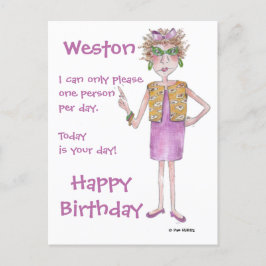Carte Postale Stern look Lady peint texte caricature Postcar