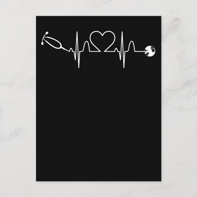 Carte Postale Stéthoscope ECG Battement de coeur Infirmière Cœur (Devant)