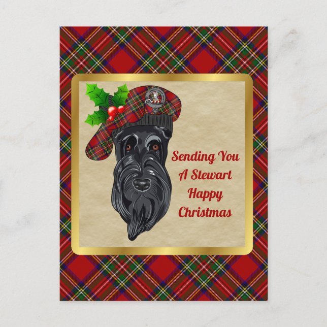 Carte Postale Stewart Clan Badge & Tartan Christmas (Devant)