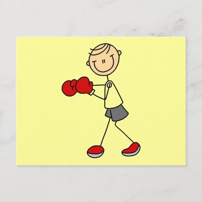 Carte Postale Stick Figure Boxe T-shirts et cadeaux (Devant)