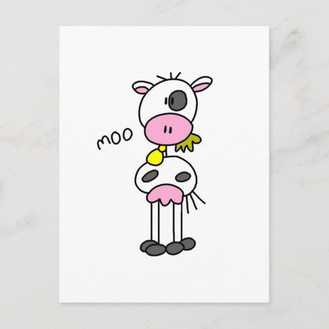 Carte Postale Stick Figure Cow Tshirts et cadeaux (Devant)