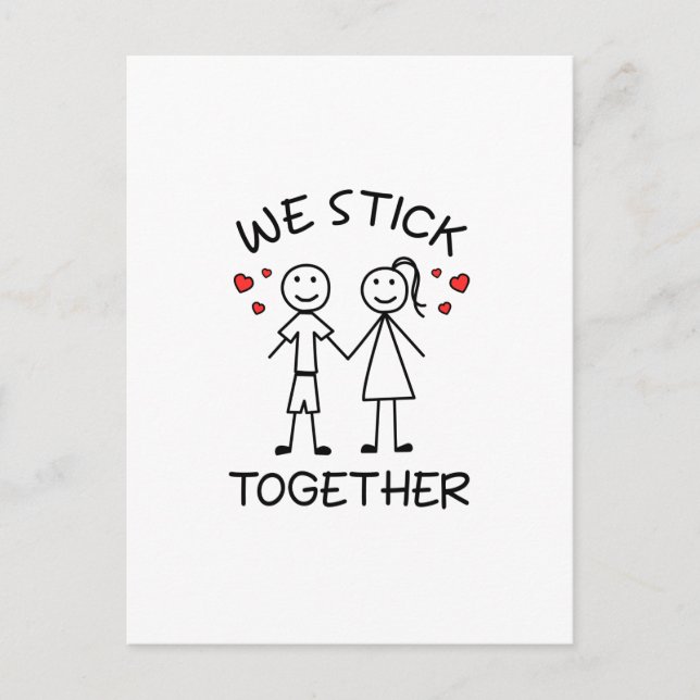 Carte Postale Stick Figure Stickman Couples Valentines Jour Amou (Devant)