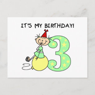 Carte Postale Stick Girl 3e Anniversaire Tshirts et cadeaux