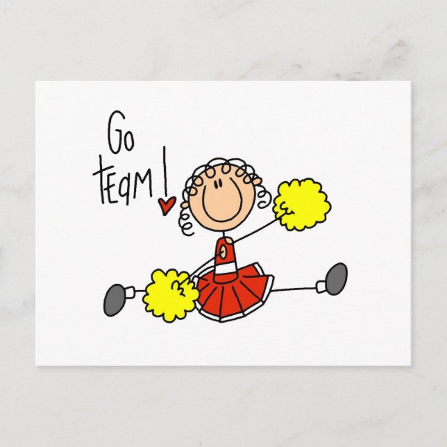 Carte Postale Stick rouge Pom-pom girl et cadeaux (Devant)
