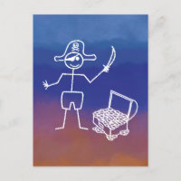 Stickman Pirate Avec Aquarelle De Poitrine Au Trés