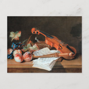 Carte Postale Still Life avec un violon, peinture d'art,