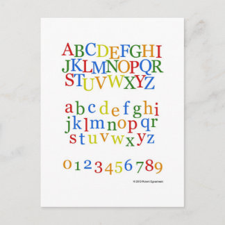 Carte Postale Stimulant coloré de l'alphabet des enfants +