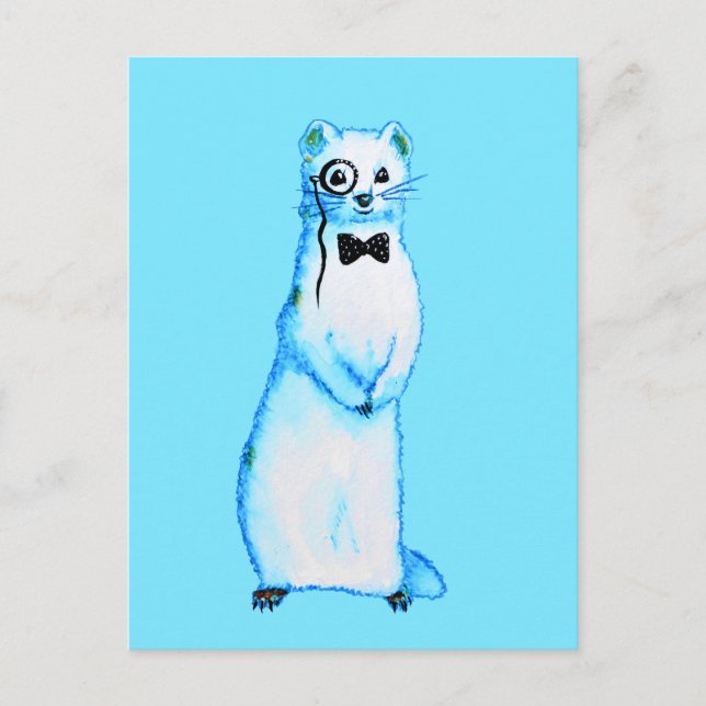 Carte Postale Stoat blanc Ermine Cute Ferret Lover Art (Devant)