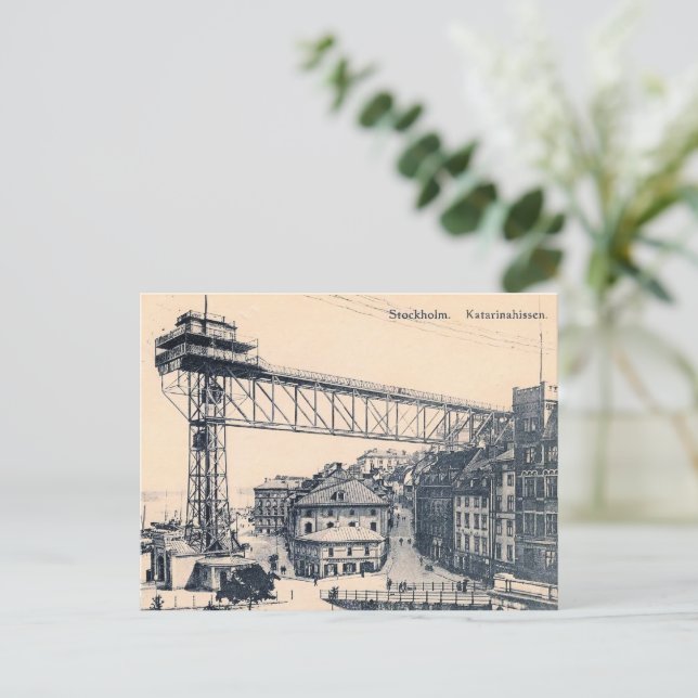 Carte Postale Stockholm, ascenseur Katarinahissen, 1919, (Debout devant)