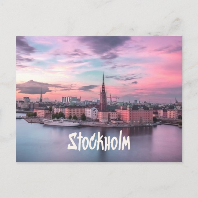 Carte Postale Stockholm Capitale de la Suède Skyline de nuit (Devant)