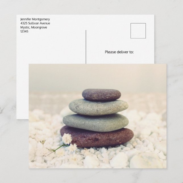 Carte Postale Stones empilées Méditative Cairn (Devant / Derrière)