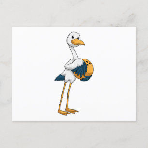 Carte Postale Stork à Bowling avec Bowling ball