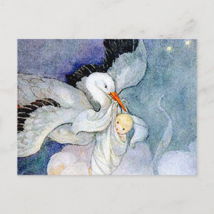 Carte Postale Stork and Baby