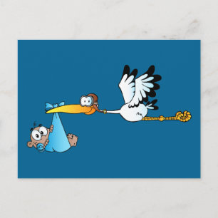 Carte Postale Stork and Baby Boy African-American