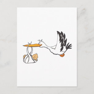 Carte Postale Stork with Baby - Cadeau pour parents à être