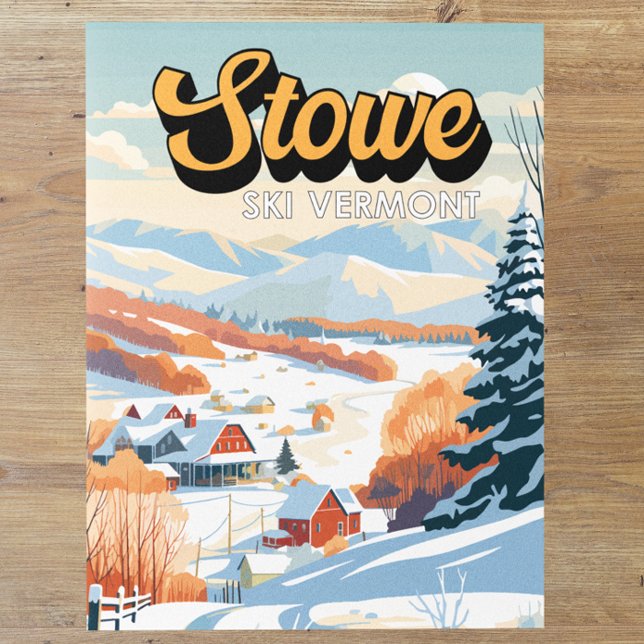 Carte Postale Stowe Vermont Vintage hiver (Créateur téléchargé)