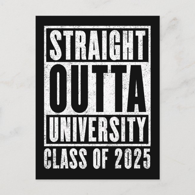 Carte Postale Straight Outta University 2025 Version en état de  (Devant)